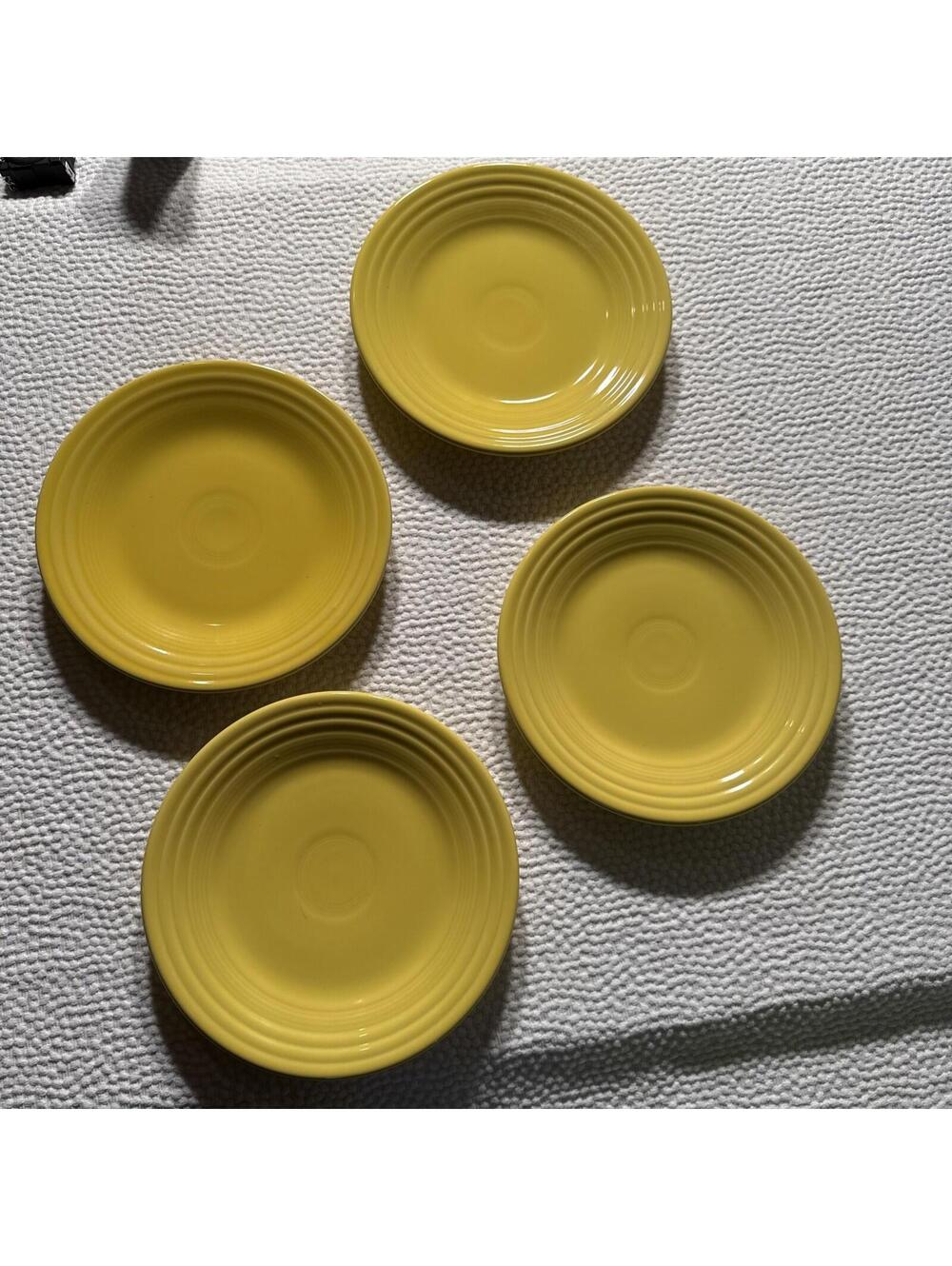 FIESTAWARE 9" SUNFLOWER YELLOW SET OF 4 DINNER PLATES FIESTA LEAD FREE